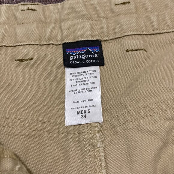 Patagonia Canvas Carpenter Pants Men's 34X32 Tan Work Wear 100% Organic Cotton - Picture 7 of 10